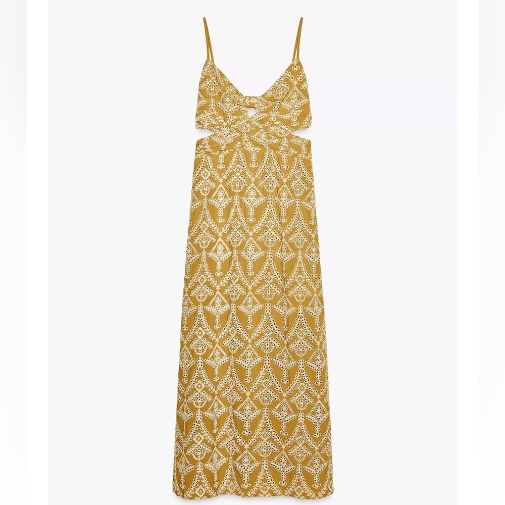 Zara embroidered Midi Dress